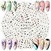 48 Feuilles Floral Nail Autocollant Stickers Ongles Décalques de Transfert Forme Feuille Papillon Fleur Design Autocollants Couleur Mixte Décoration Bricolage Cadeau Accessoire pour Femmes