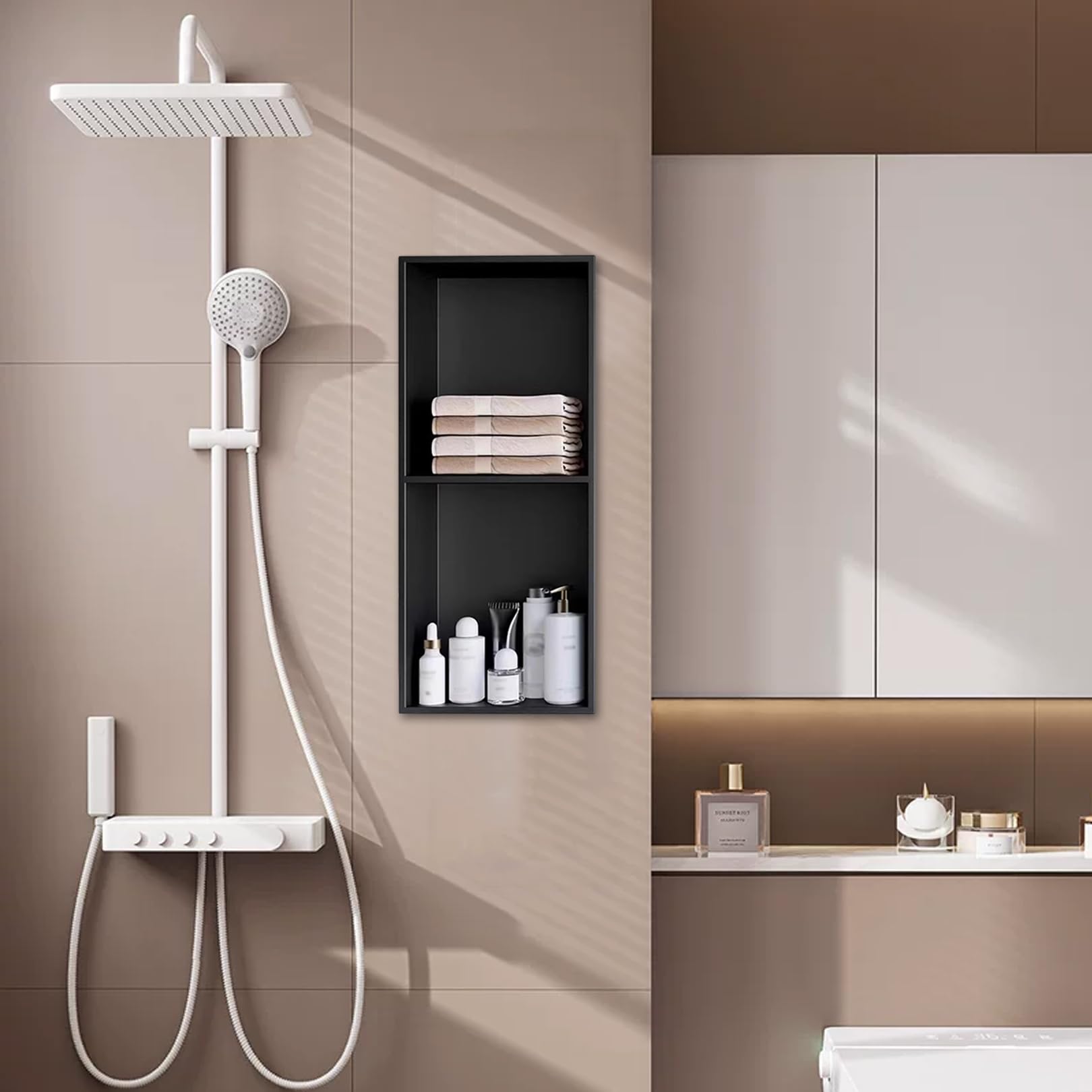 Niche de douche en acier inoxydable double étagère pour en finir avec le désordre mural