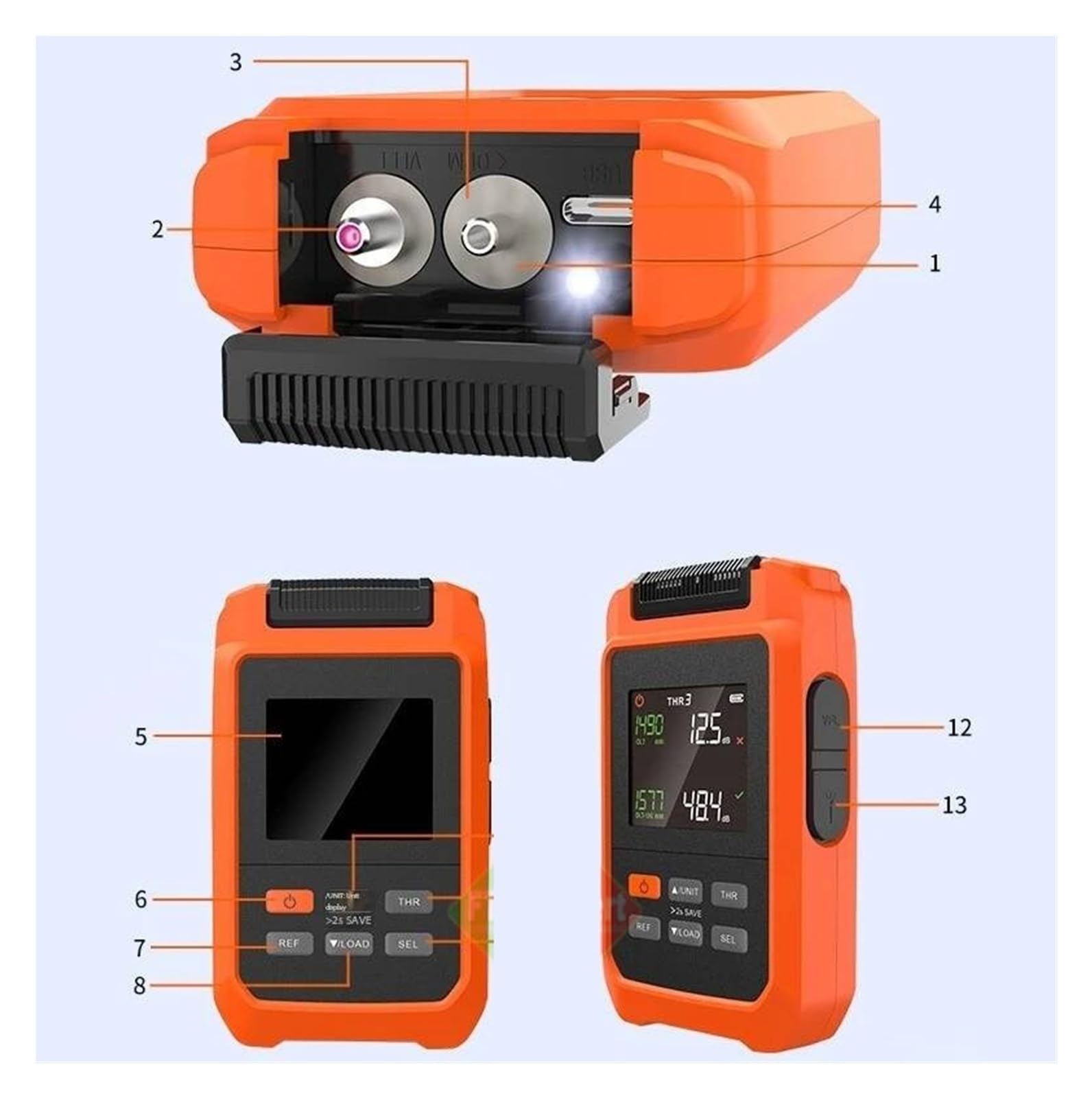 Compteur de Puissance à Fiber Optique HY-613 10G, avec écran LCD, Longueur d'onde 1577/1490nm + VFL 30mW Haute sensibilité, Faible Erreur