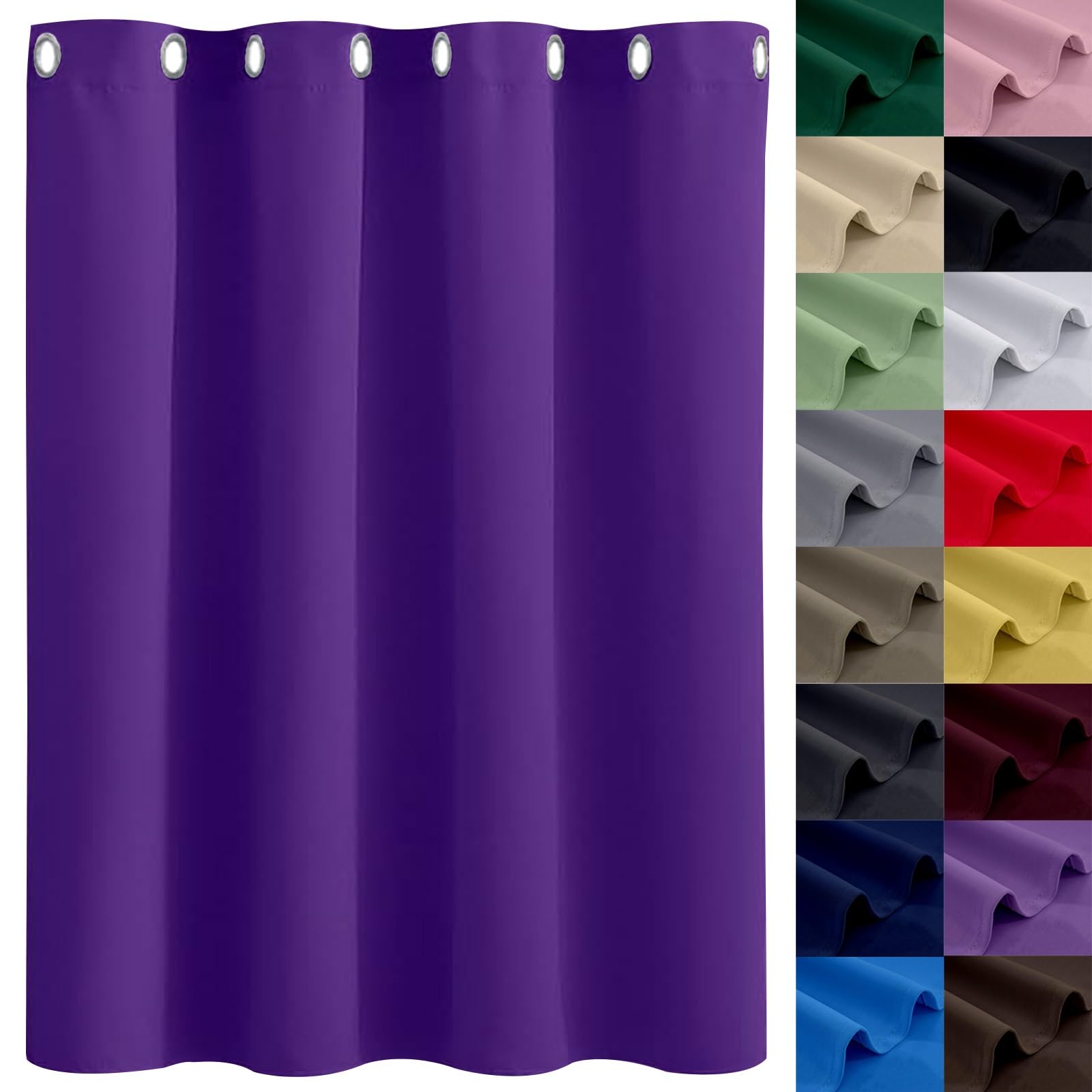 GAIFNAG 100% Blackout Eyelet Curtains 100 x 90 cm Insulated Energy Efficiency Eyelet, Multiple Size and Colour Thick Short Curtains for Bedroom for Apartment/Hotel Dorm, Purple