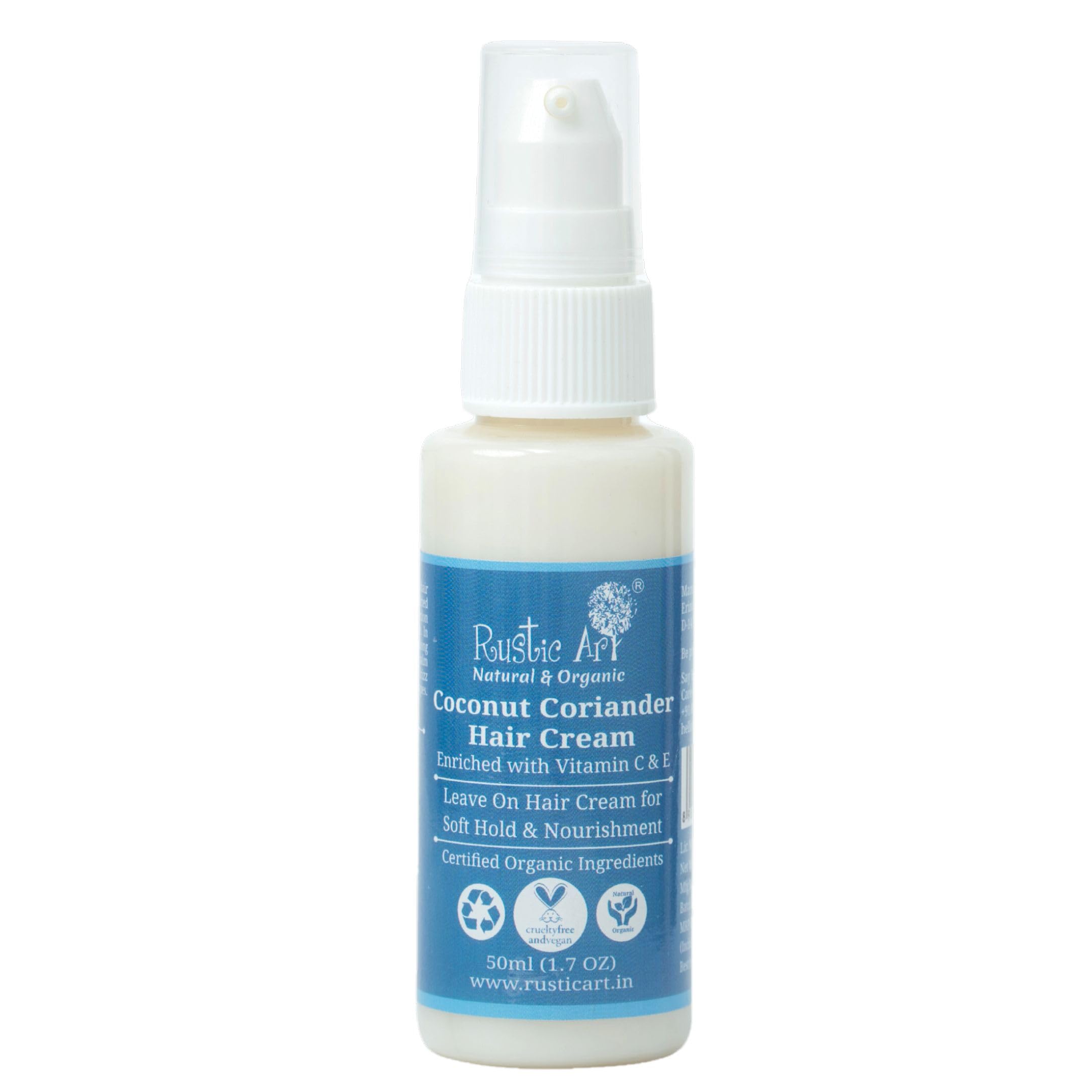 Rustic Art Coconut Coriander Hair Cream with Vitamin C | For Straight, Curly, Wavy, Frizzy & All Hair Types | Daily Use, Styling | For Men, Women & Kids | 50ml-image-34