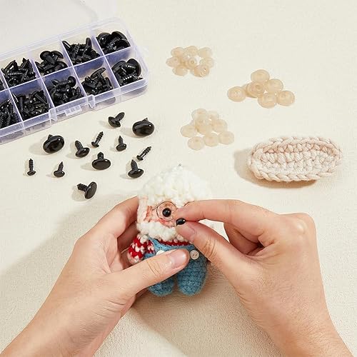 Miniatura 3 de SUPERFINDINGS 125 piezas de ojos y narices de seguridad, 5 tamaños de resina artesanal, ojos de muñeca con arandelas, ojos ovalados de plástico y