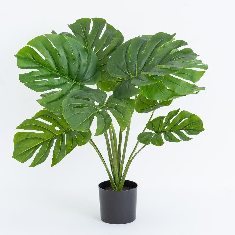 Home Paradise Artificial Monstera Plant Tree, Fake Tree Potted Artificial Leave Tree with Pot, Indoor Plastic Plants Pot for Office, Beautiful Decoration for Housewarming, 60cm