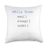 Coding Eat Sleep Code Repeat Funny Throw Pillow
