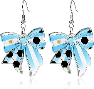 Argentina Flag Earrings for Women World Soccer Cup Earrings Soccer Fans Dangle Earring Lightweight Patriotic Country Pride Soccer Fan Sports Jewelry