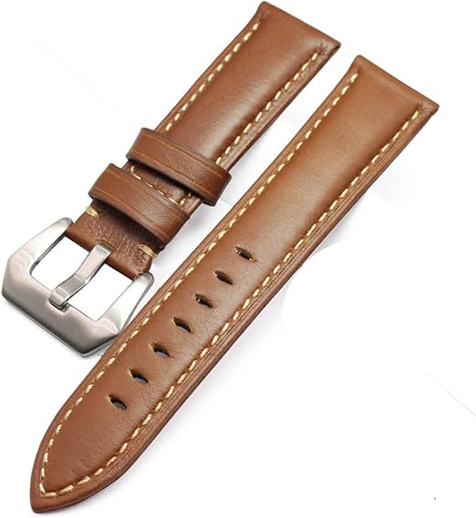Retro Leather Watchbands Men 22mm 24mm Watch Band Strap Stainless Steel