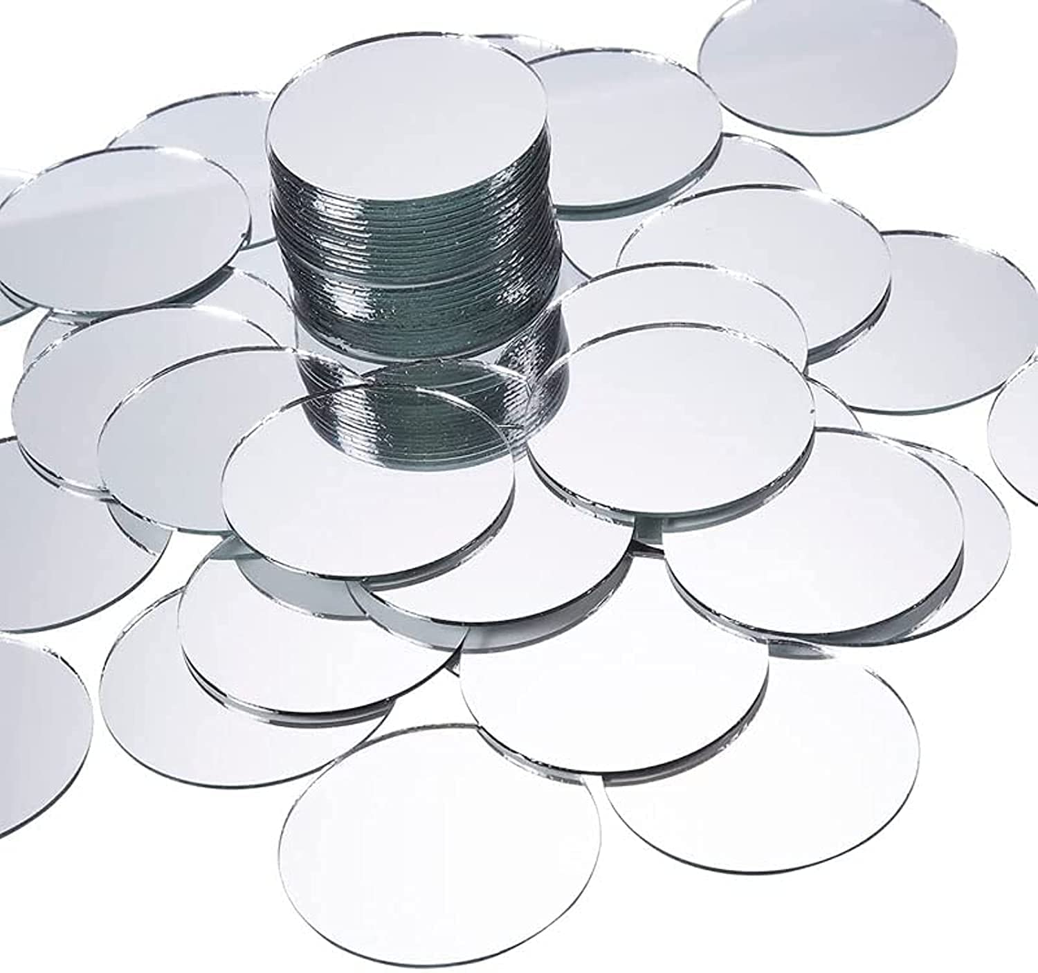 bpa Craft Mirror (60-Pack) Mini Mirror Circles Glass Mosaic Tile Pieces for Home Decor DIY Craft Projects 5.1 cm Diameter