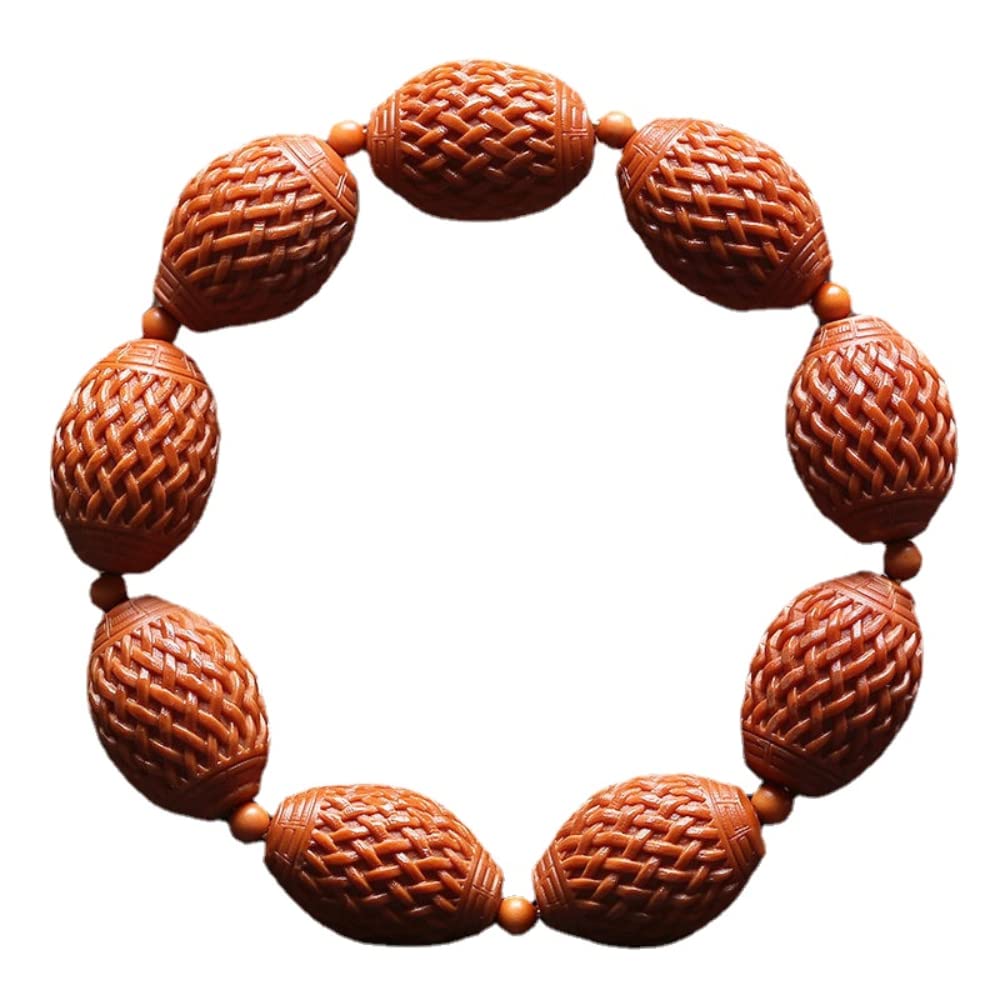 XIALON . Bracciale intagliato a mano in legno di oliva, 18 cm, senza pietre preziose, Legno, Senza pietre preziose