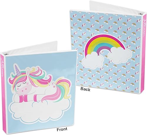 Miniatura 5 de Carpeta personalizada de 3 anillos de arcoíris y unicornios - 1 pulgada
