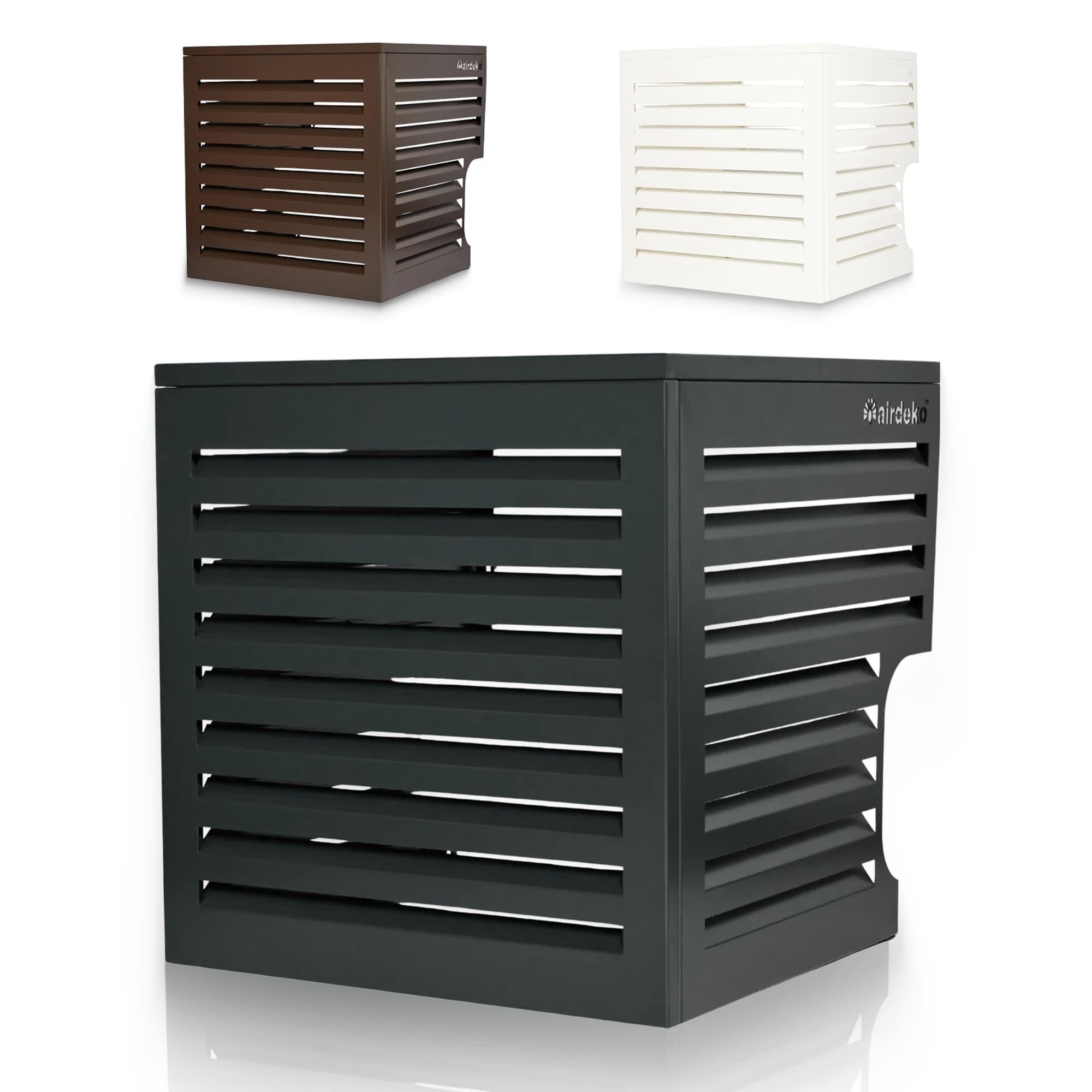 Airdeko Premium HVAC Central Air Conditioner Cover for Outside Units - AirOutdoor Systems Decorative Metal AC Condenser Cover - Rustproof, All-Season Outdoor Protection with Modern Sleek Design