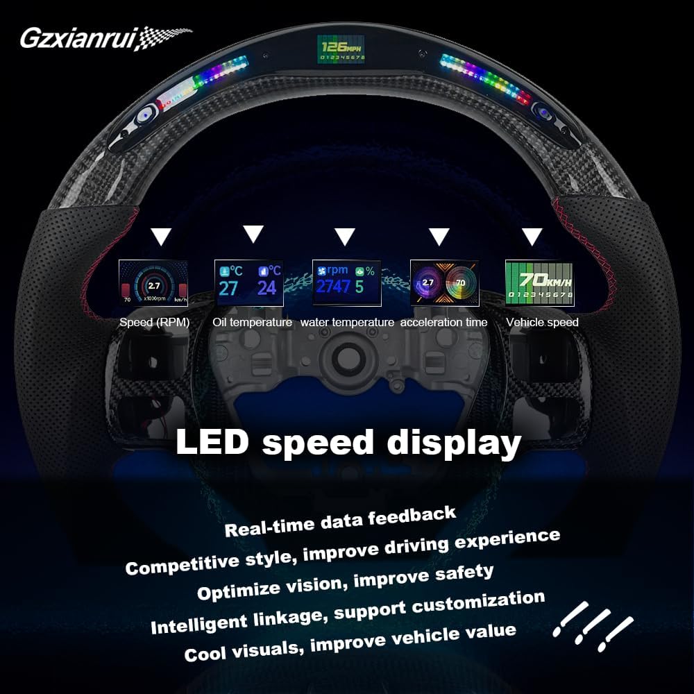 Carbon Steering Wheel for Lexus IS RCF LED Perforated Leather Steering Wheel with Carbon Y Trim 2014-2024 No Heating Function