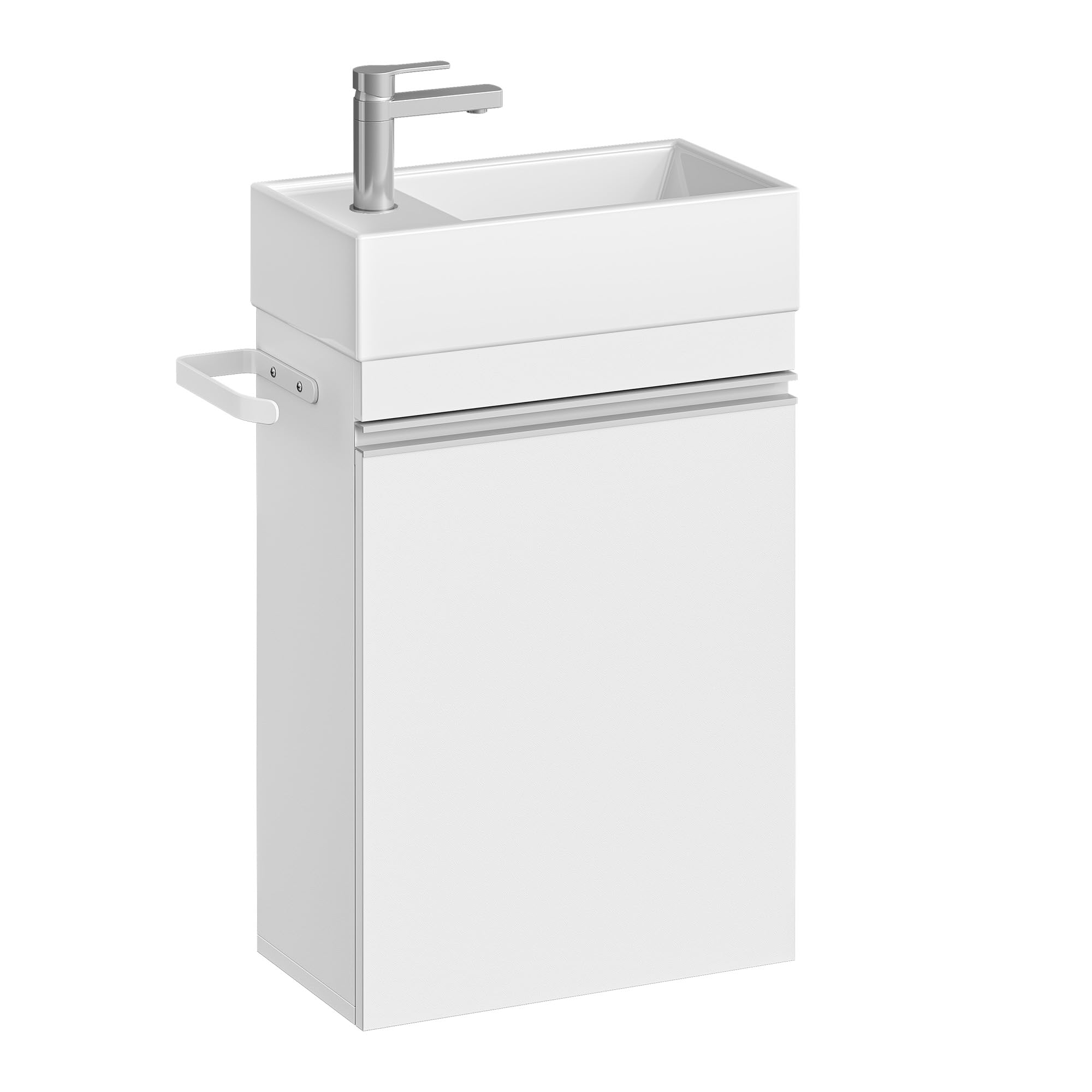 Hzuaneri 400 mm Bathroom Vanity Unit with Basin, Wall Mounted Vanity Bathroom Unit, Soft Close Single Door, Floating Under Sink and Vanity Unit for Compact Spaces, White, BC40003X