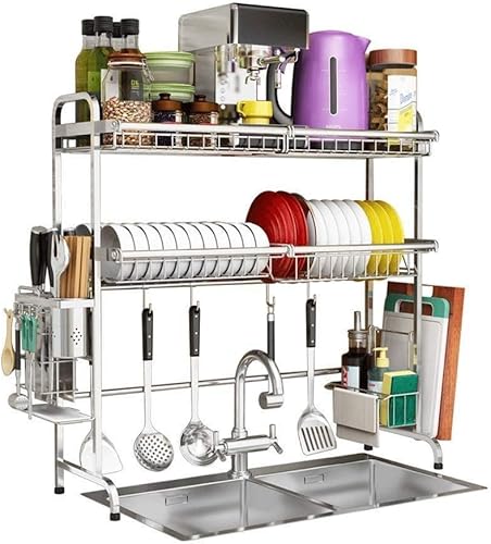 Miniatura 1 de Estante de acero inoxidable para fregadero, accesorios de cocina, piscina de almacenamiento, para secar el estante de drenaje fijo, ahorra espacio