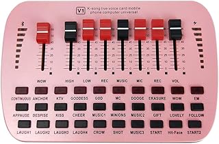 HAIFENG Sound Card Universal Volume Sound Card Mobile Phone Universal Computer Anchor Outdoor Karaoke Adjustable USB External Audio Mixer Sound Card For PC Computer (Color : Pink)