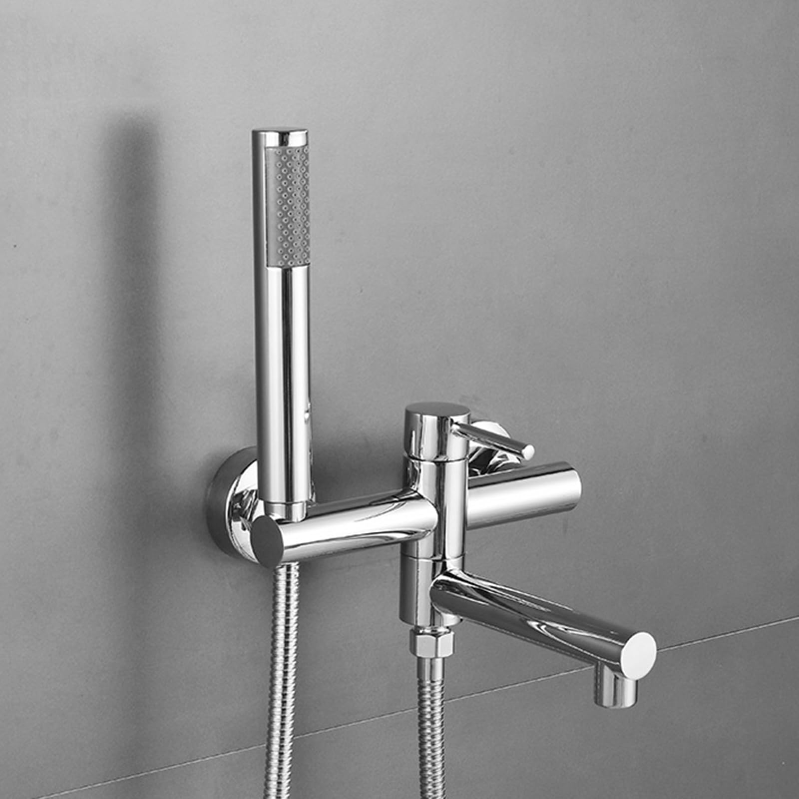 HADECOLL Rose Gold Wallmounted Bathtub Faucet With 90° Swivel Spout Single Handle Shower Mixer Tap Luxurious Rain Showerhead Elegant Bathroom Fixture,Chrom