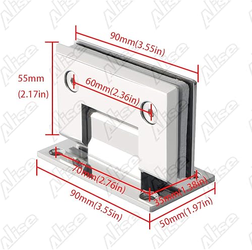 Miniatura 75 de Alise Bisagras de puerta de ducha de vidrio, Bisagras de puerta de ducha de 180 grados para puertas de vidrio,Bisagras de gabinete de acero Cromo