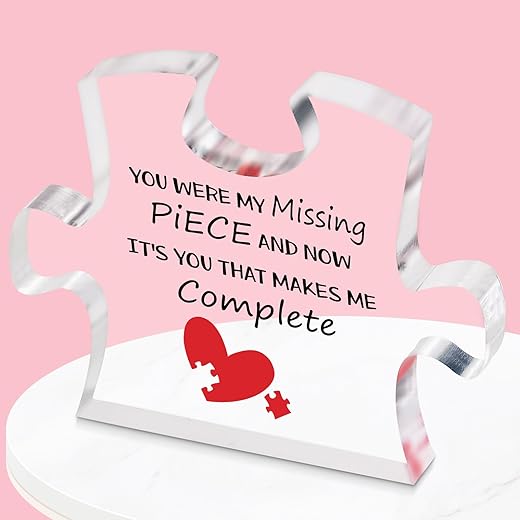 The best Christmas gifts for Your Girlfriend - Pack In One Day Valentines Day Gifts for Her, Romantic Puzzle-Shaped Plaque, Christmas Birthday Gifts for Her Him Wife Husband Boyfriend Girlfriend (Anniversary)