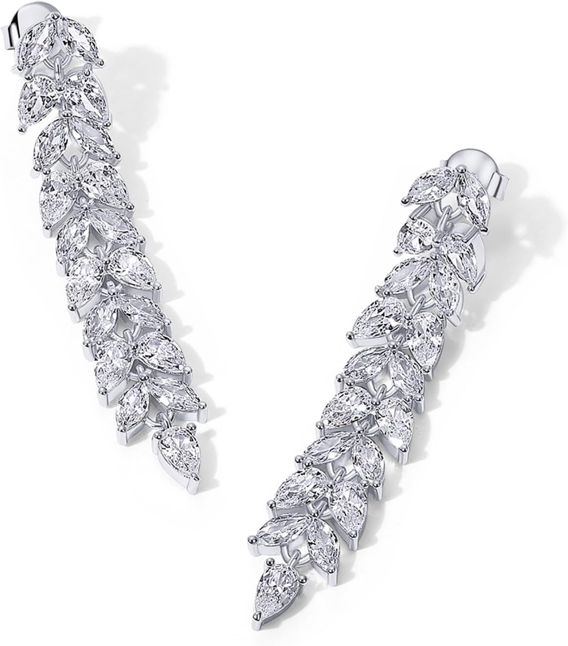 PAVOI 14K Gold Plated Cubic Zirconia Dangle Earrings for Women - Crystal Long Bridal Drop Earrings - Hypoallergenic Simulated Diamond Drop Dangle Wedding Jewelry for Brides and Bridesmaid - Image 3