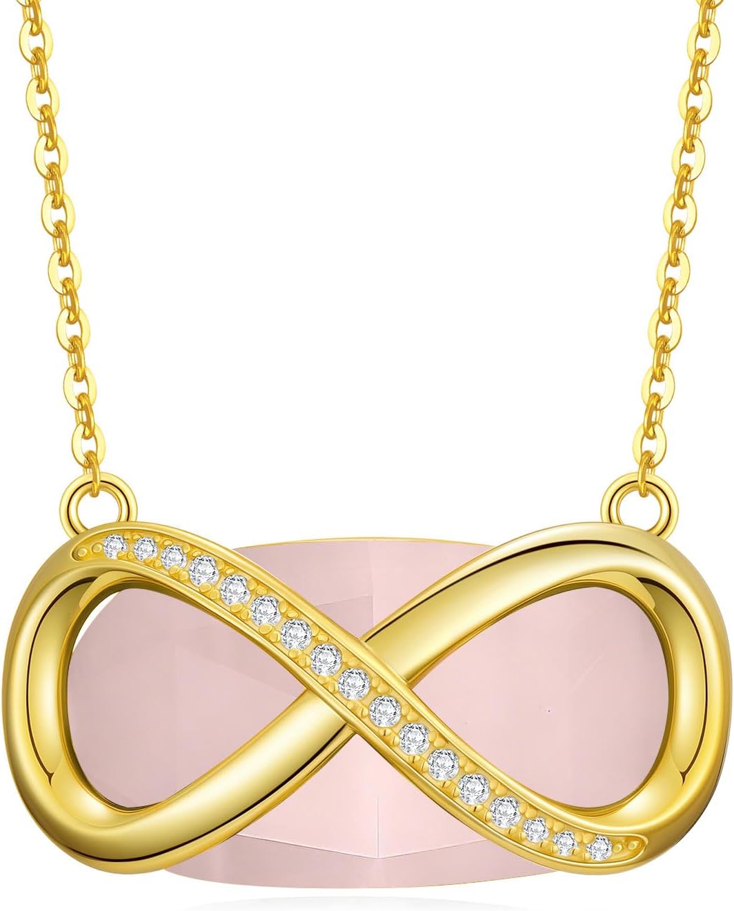 YYB 18k Gold Infinity Necklaces for Women Simple Gemstone Pendant Necklace Fine Jewelry Christmas Valentine Mothers Day Birthday Gifts for Women Her Wife