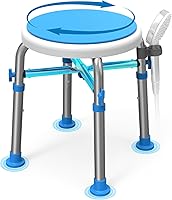 Loyoda FSA/HSA Eligible Swivel Shower Stool - Reinforced Crossing Bar, Height Adjustable 17-19", 350lbs Capacity, Tool-Free Assembly for Seniors