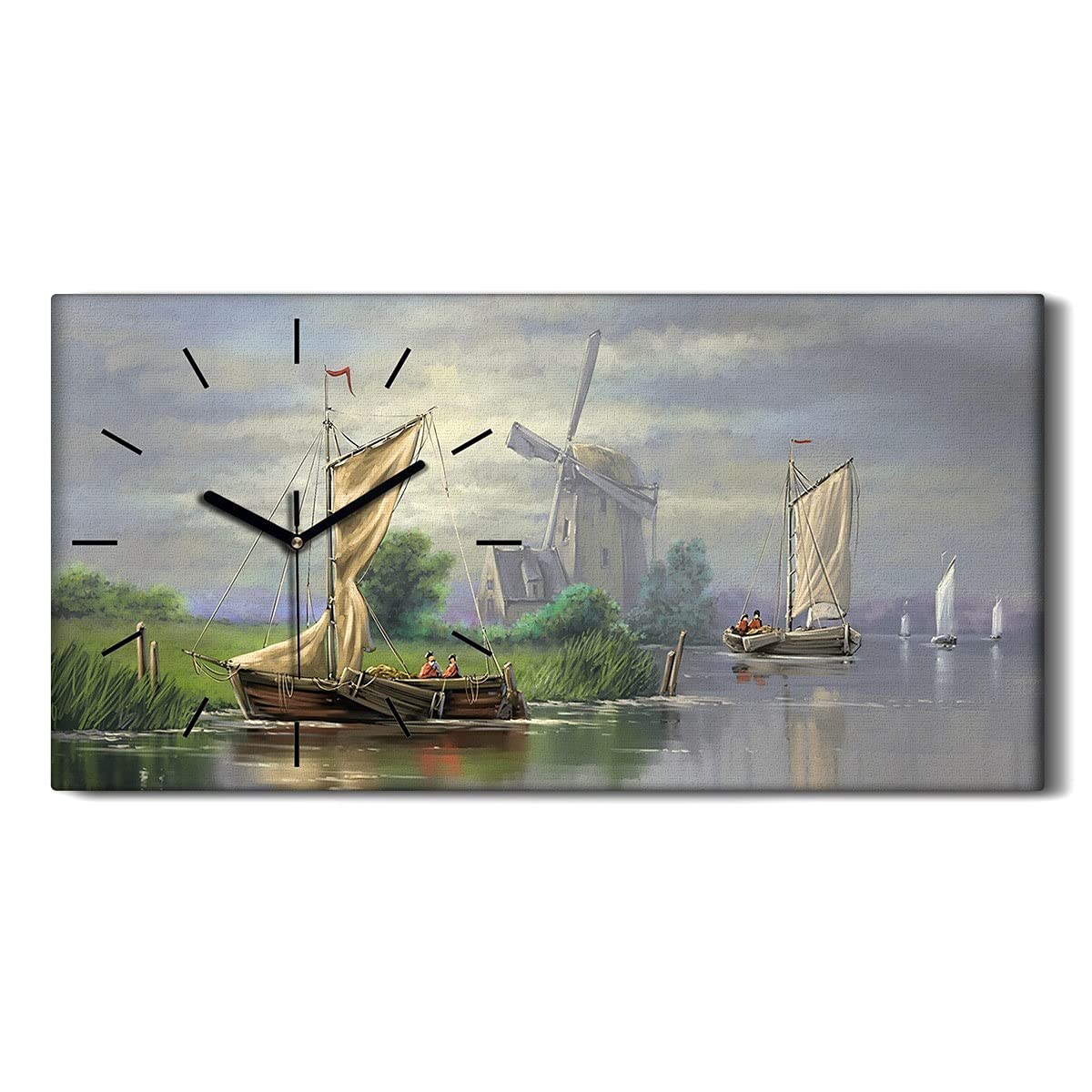Horloge chambre sans bruit en toile 60x30cm decoration moderne