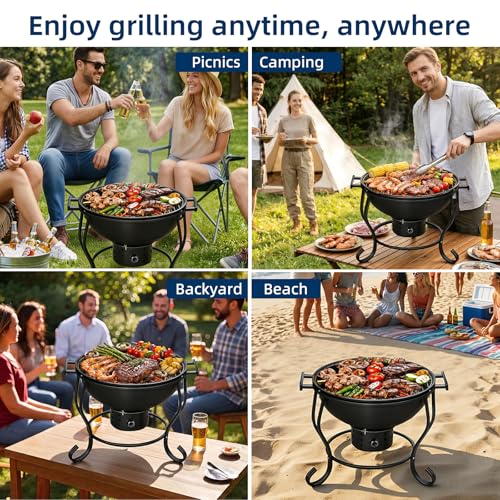 Barbecue au charbon de bois portable avec ventilateur réglable extérieur - 7