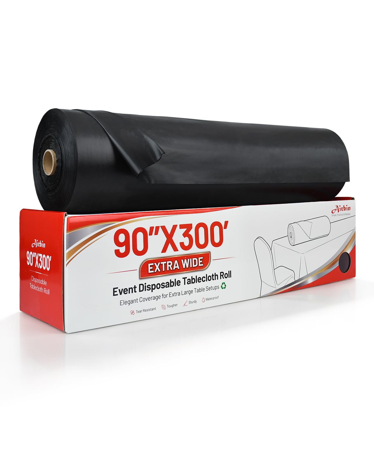 Plastic Table Cover Roll, 90 In X 300 Ft Extra Wide Disposable Tablecloth
