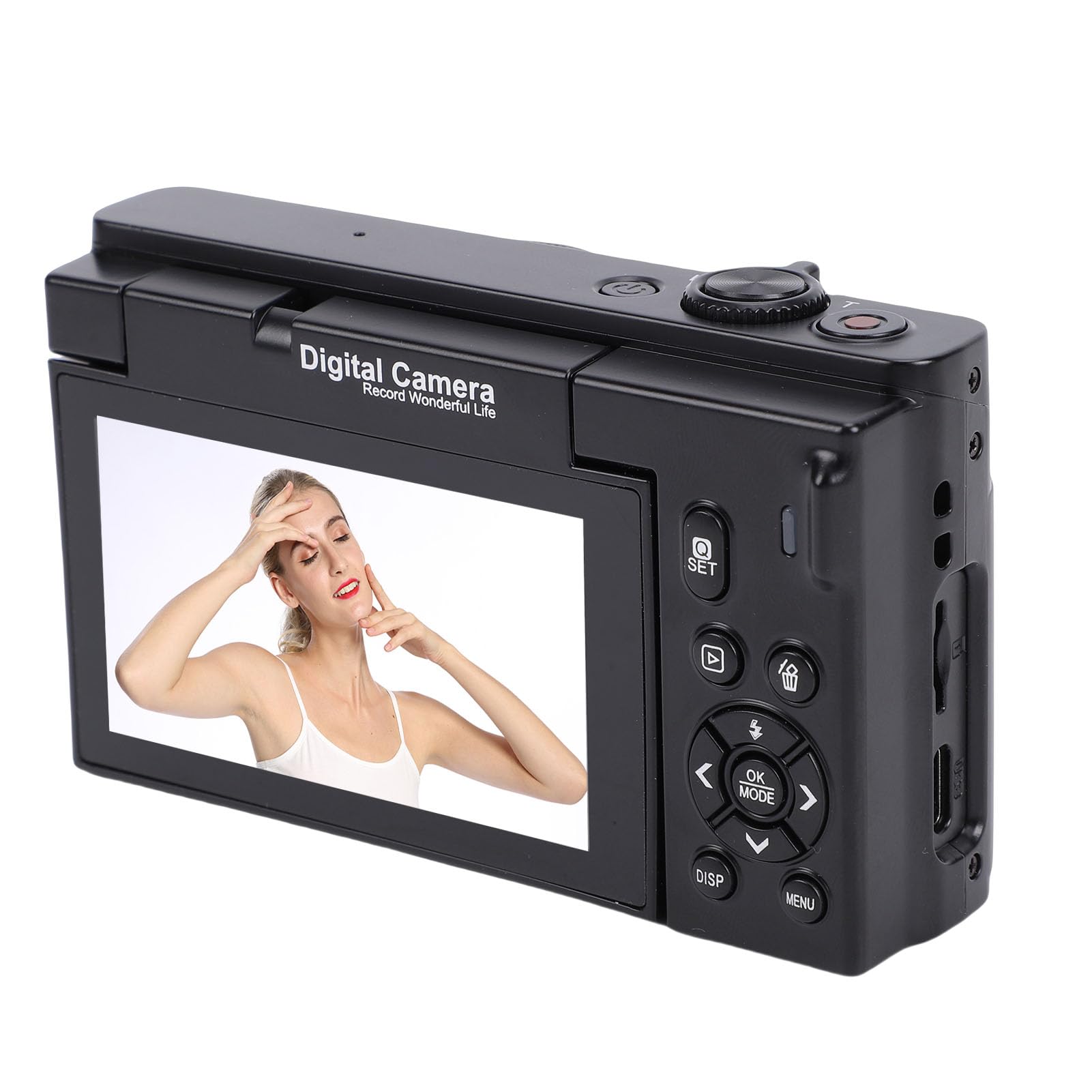 SENECESLI Fotocamera Digitale 4K per Fotografia e Vlogging, Fotocamera per Vlogging WiFi da 75 MP per YouTube, Fotocamera Digitale con Zoom 18X con Schermo Ribaltabile da 3" a 180° per (BLACK)
