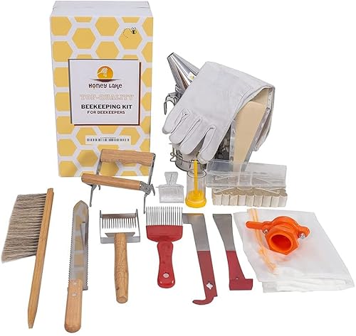 Honey Lake 8 Frame Bee Hive Starter Kit And Beekeeping Supplies, Beeswax Coated Bee Boxes And Frames Starter Kit With Beehive Tool Kit Includes Bee Smoker Beekeeper Hat thumb #2