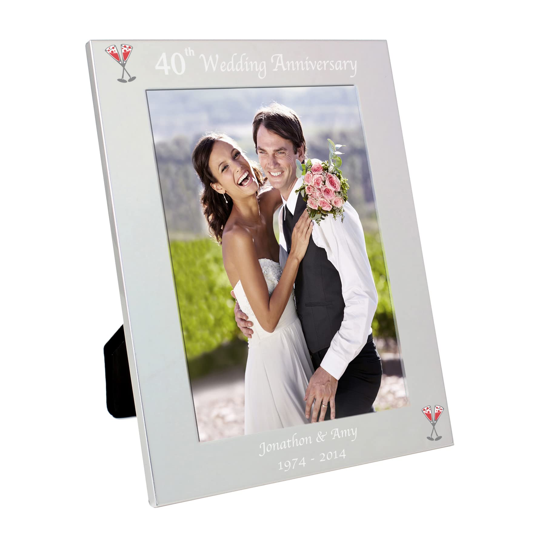 Silver Personalised Ruby Anniversary Frame. Ruby Wedding 5X7 Photo Frame. 40Th Anniversary