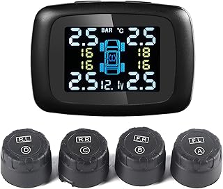 Akozon Tire Pressure Sensor,Tpms Sensor Akozon,Tire Pressure Monitoring System,Car Tpms Tire Pressure Monitoring System Cigarette Lighter With 4 External Sensors