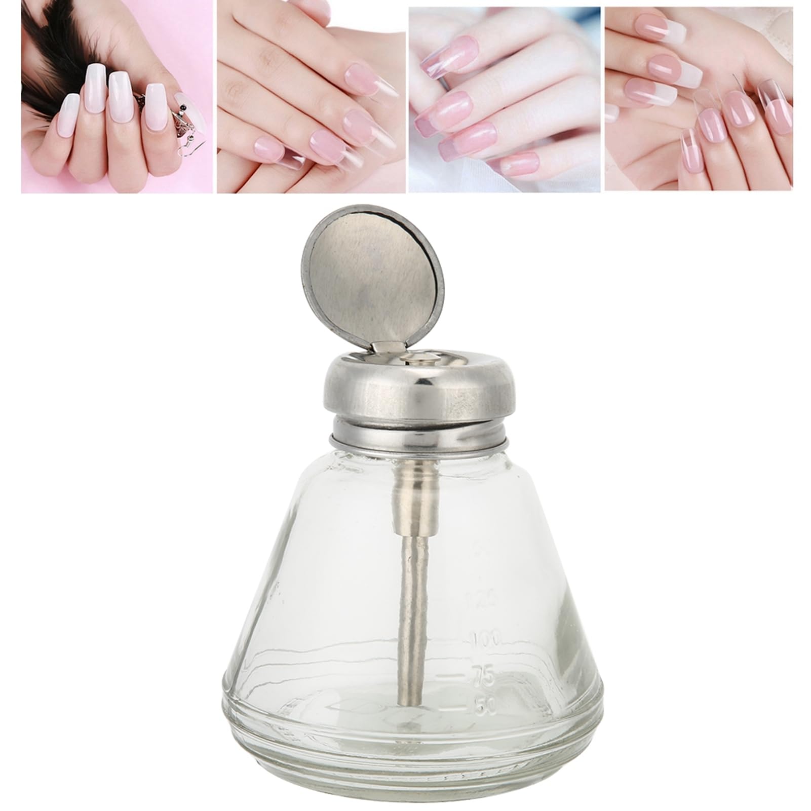 Botella de prensa de 150ml con diseño transparente y bomba de fácil prensado para manicura