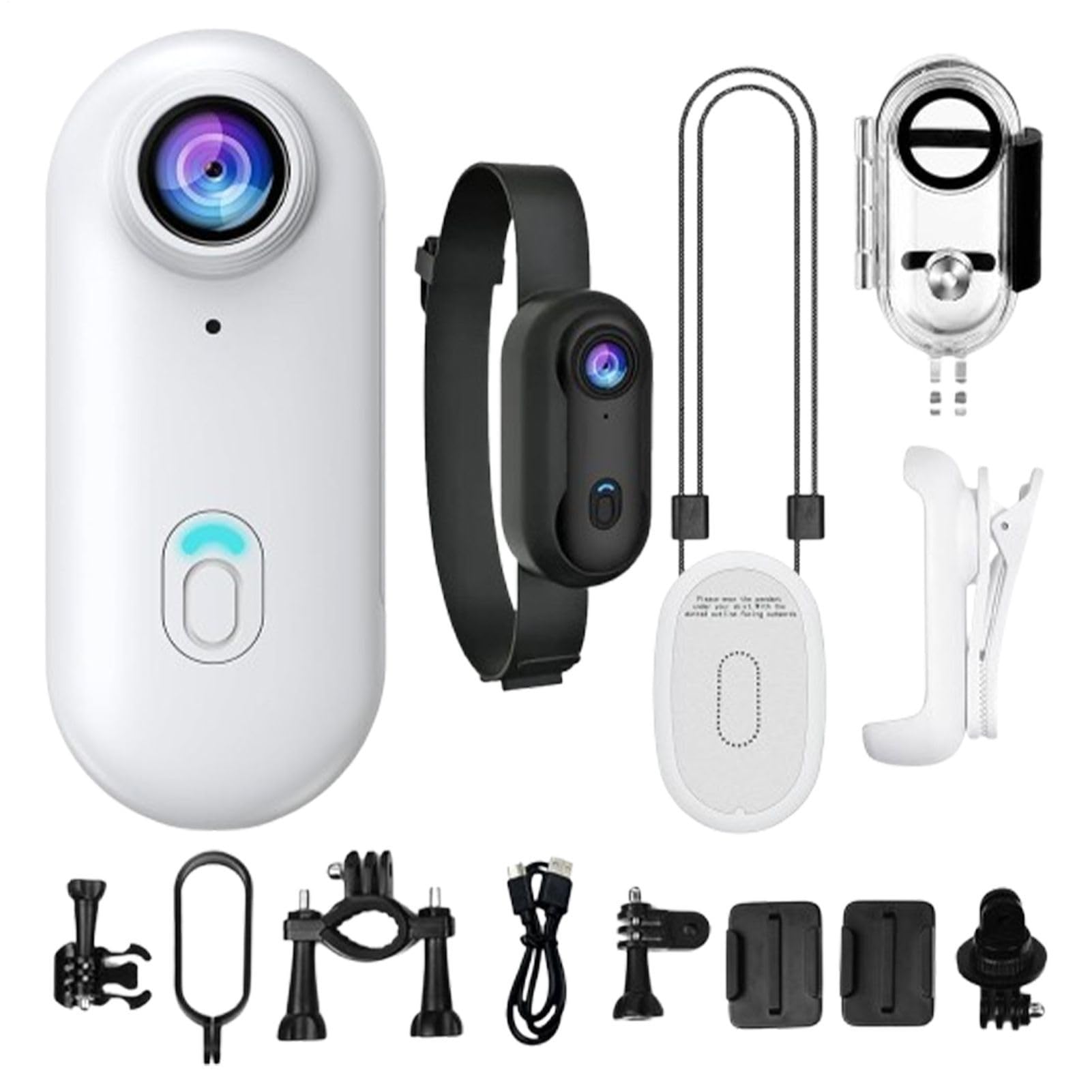Générique Thumb Action Camera, POV Chest Camera Wearable, 360 Gradi Rotatable 4K Compact Cam, Recording Tool for Underwater Sport, Vlogging, Travel, Hiking, Trail, Skiing Adventures