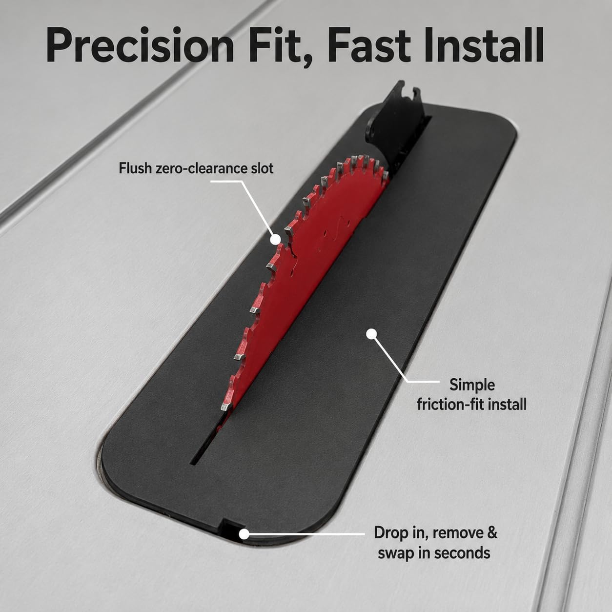 Zero Clearance Insert Plate for Bosch GTS 10 J Table Saw – Precision Throat Plate | Friction Fit Design | Reduces Tear-Out and Kickback Risk for Cleaner Safer Cuts