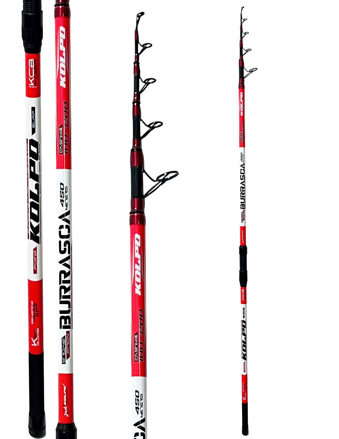 Kolpo Burrasca Canna da Surfcasting Telescopica in Carbonio con Vettino Ibrido e Anelli K-Sic, 100-200g, 4.20/4.50 m
