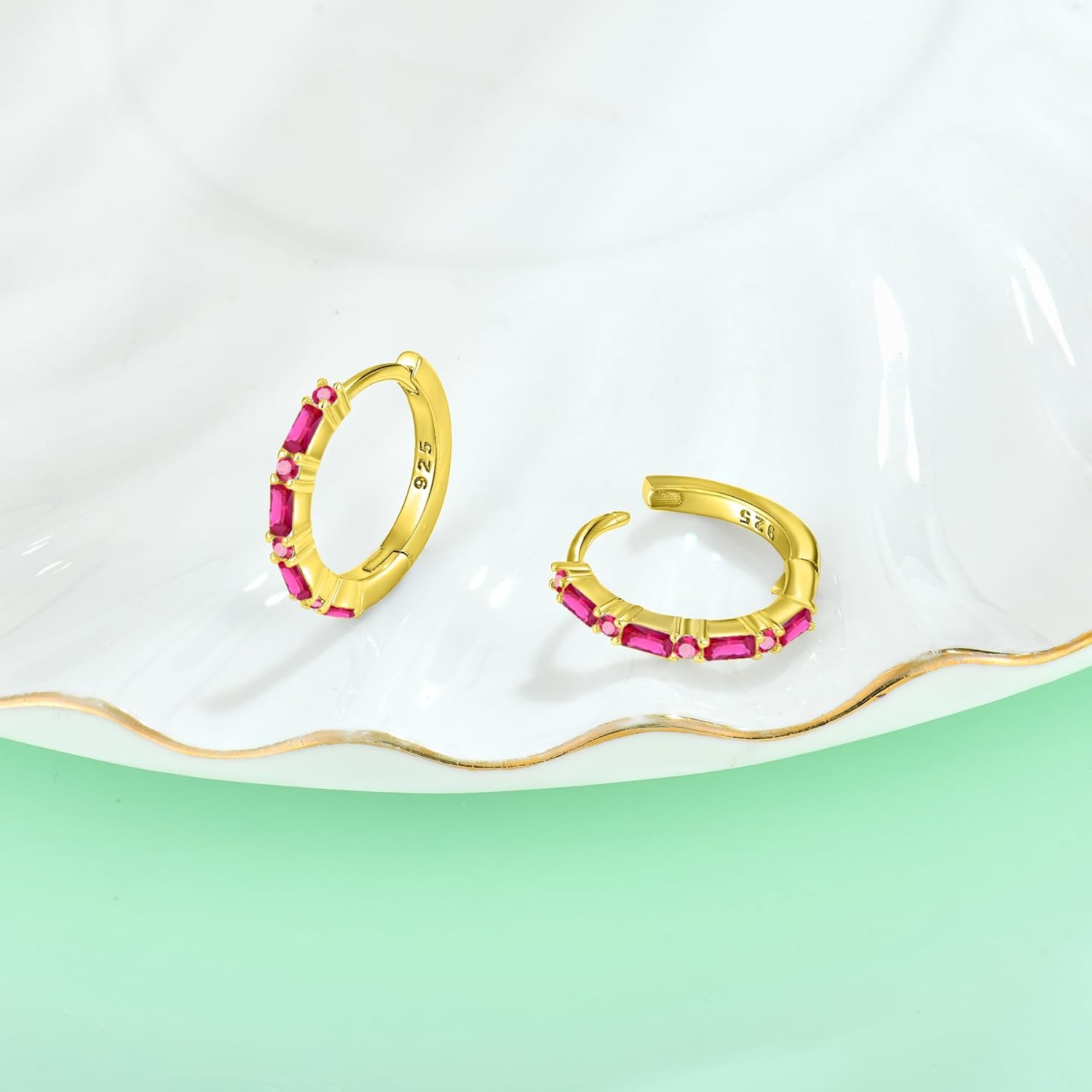 Starchenie Gemstone Huggie Hoop Earrings 925 Sterling Silver Birthstones Jewelry Gift for Women