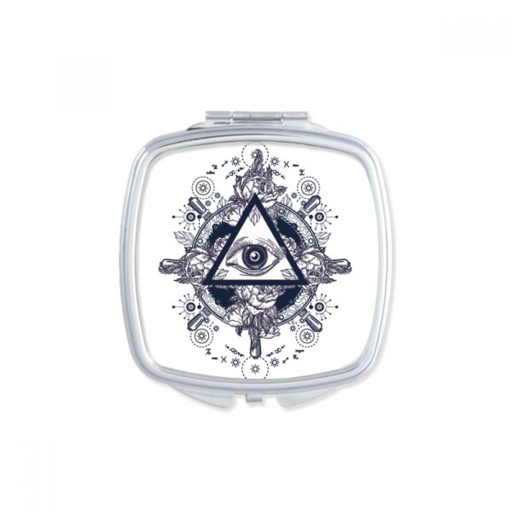 Miroir de poche boussole fleur miroir carré maquillage compact portable mignon