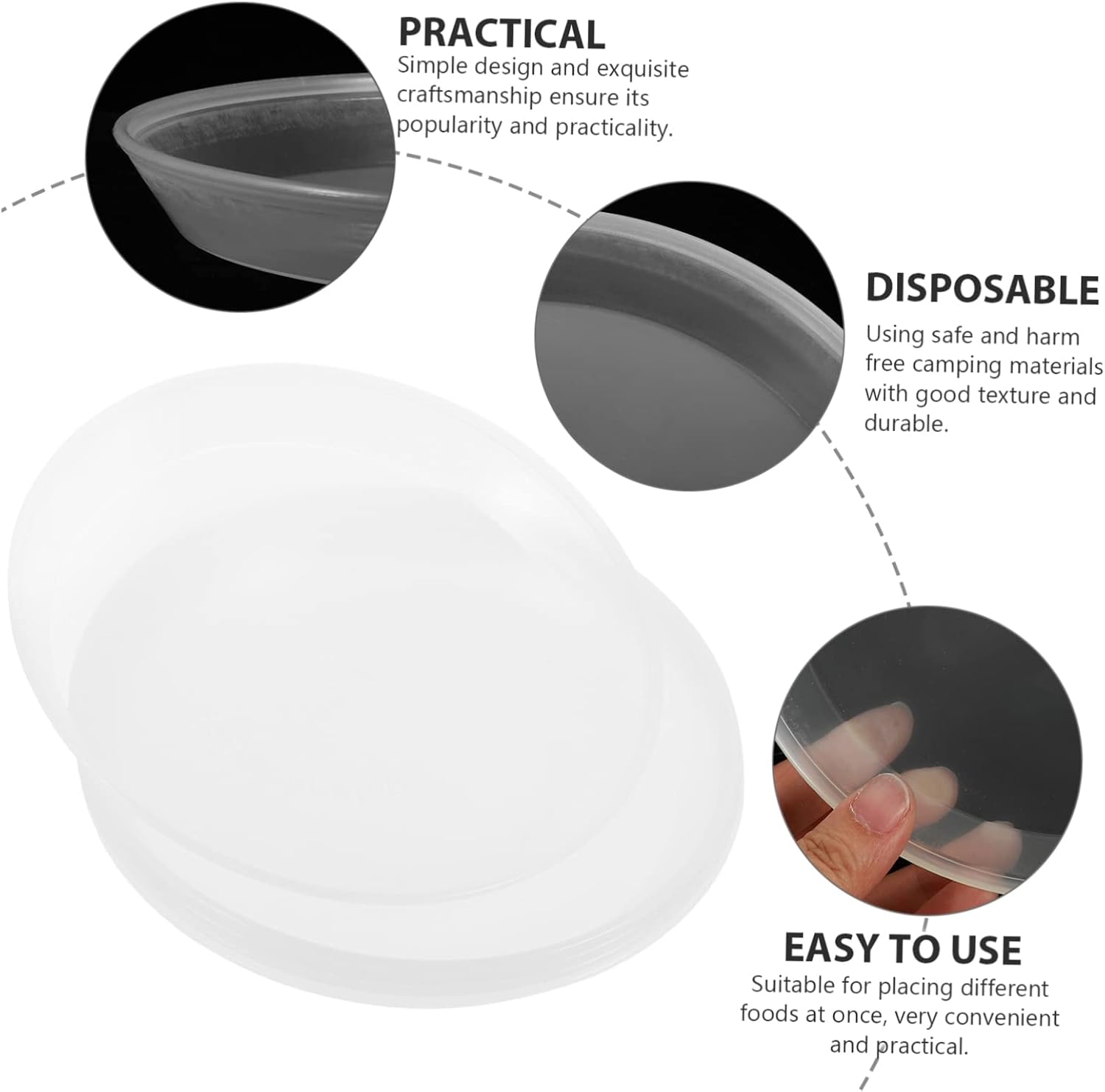 5pcs Stackable Camping Plates Dishes for Outdoor Bbq and Parties Lightweight Convenient for Takeout Food and Home Use Smooth for Safe Handling