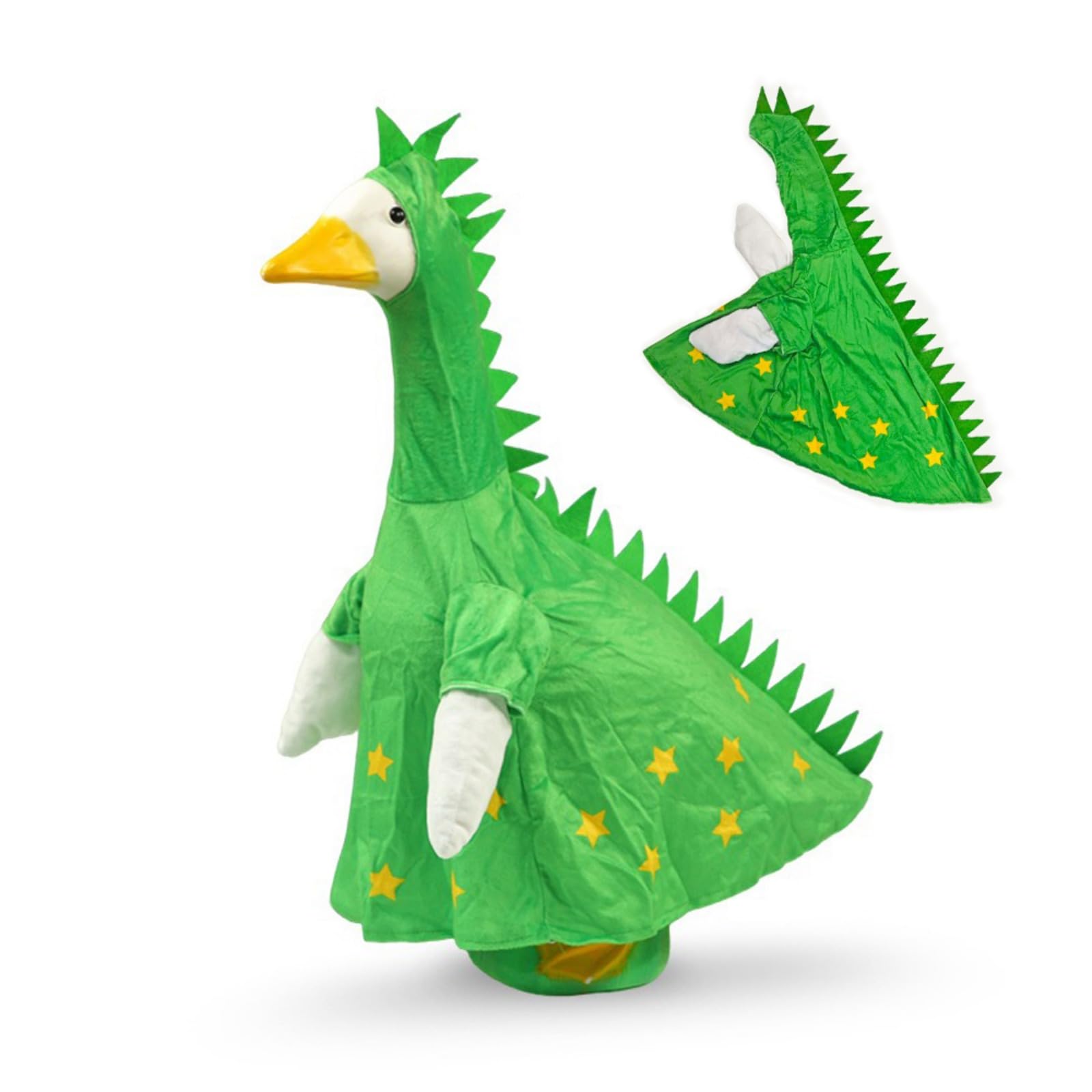 JHUAJISFC Dinosaur Porch Goose Outfit for 23" Lawn Statue Decor, Green & Blue Costume