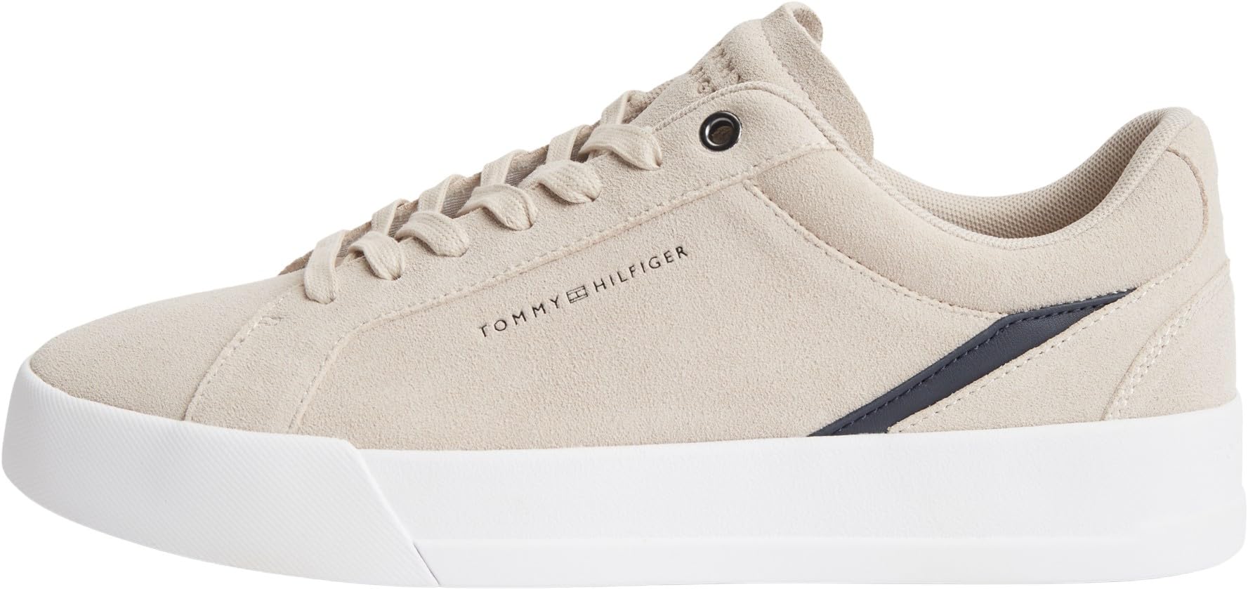 Tommy Hilfiger Men Th Court Premium Suede FM0FM05880 Low Top, Khaki, 12