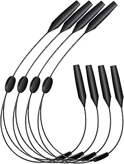 MoKo Adjustable Eyeglasses Retainer, Pack of 4 Sunglasses Keeper Universal Sports Eyewear Retainer, Sunglass Strap Safety Glasses Holder with Small Round-Head for Men Women, Black