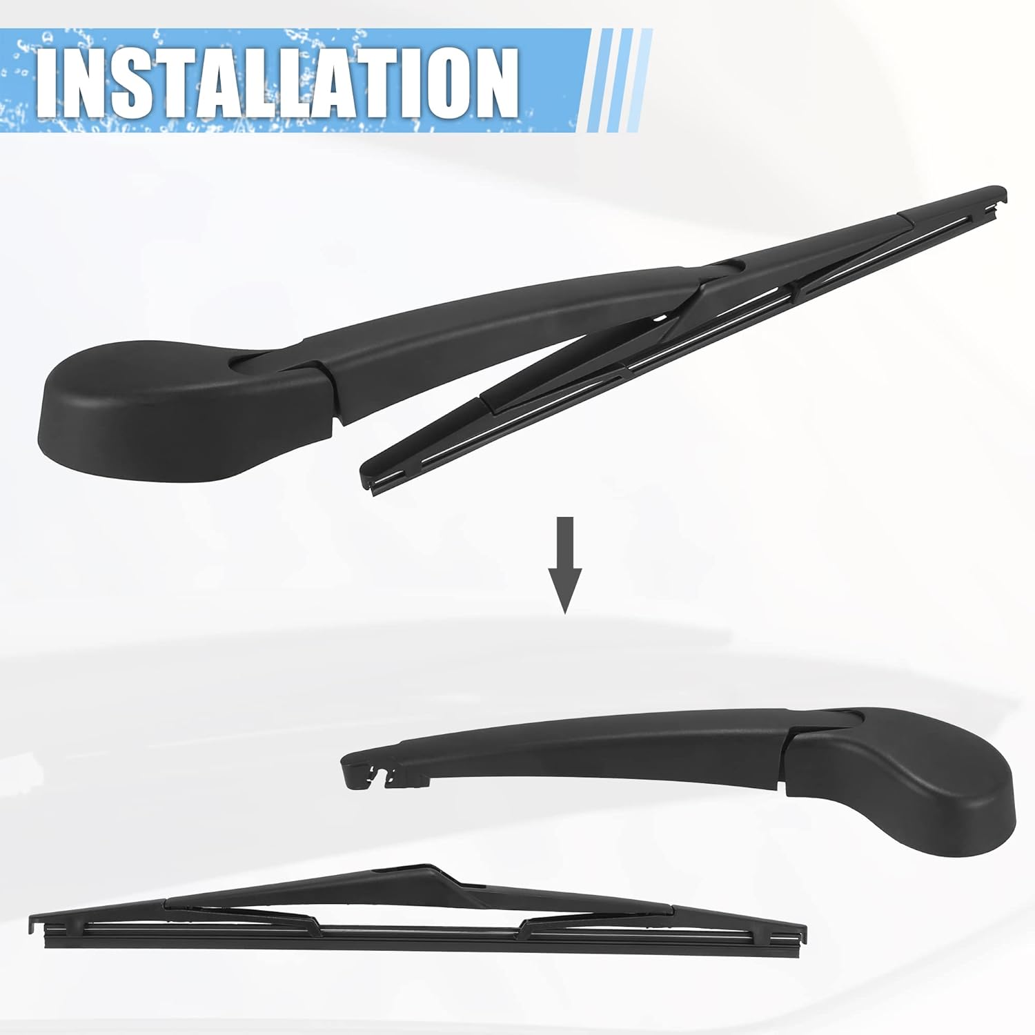 ACROPIX Rear Windshield Wiper Blade Arm Assembly Fit for Ford Focus MK3 - Pack of 2 Black