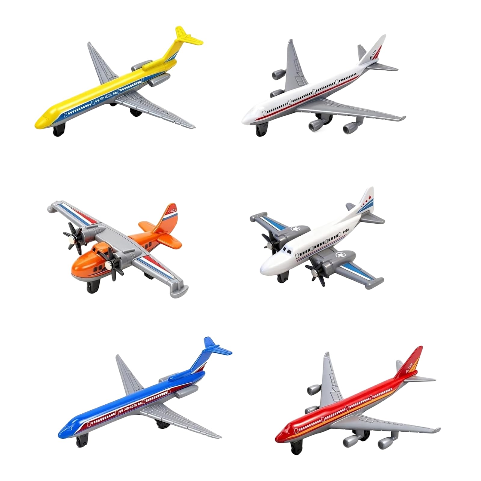 Aeroplane Toys - Toy Planes - Plane Toys - Airplanes - Planes - Airplane Toys | 6-Pack Alloy Diecast Aircraft Model Set, 4.13*2.67 Inches, Indoor & Outdoor Glider Play Gifts For Boys & Girls Aged 3-12