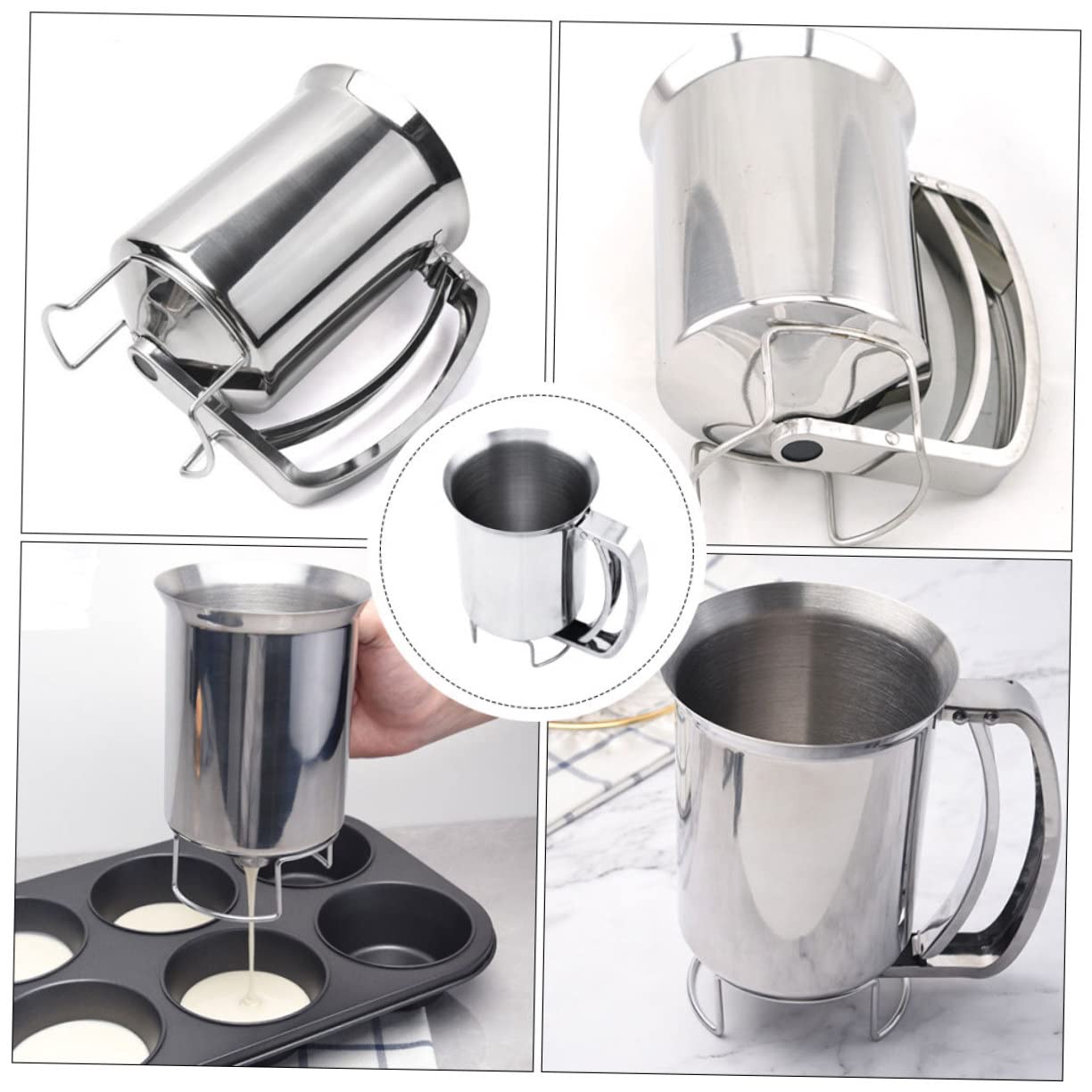 Separatore di Pasta in Acciaio Inossidabile Imbuto per Dolci e Pancake Strumento da Cucina per Dosare Impasti