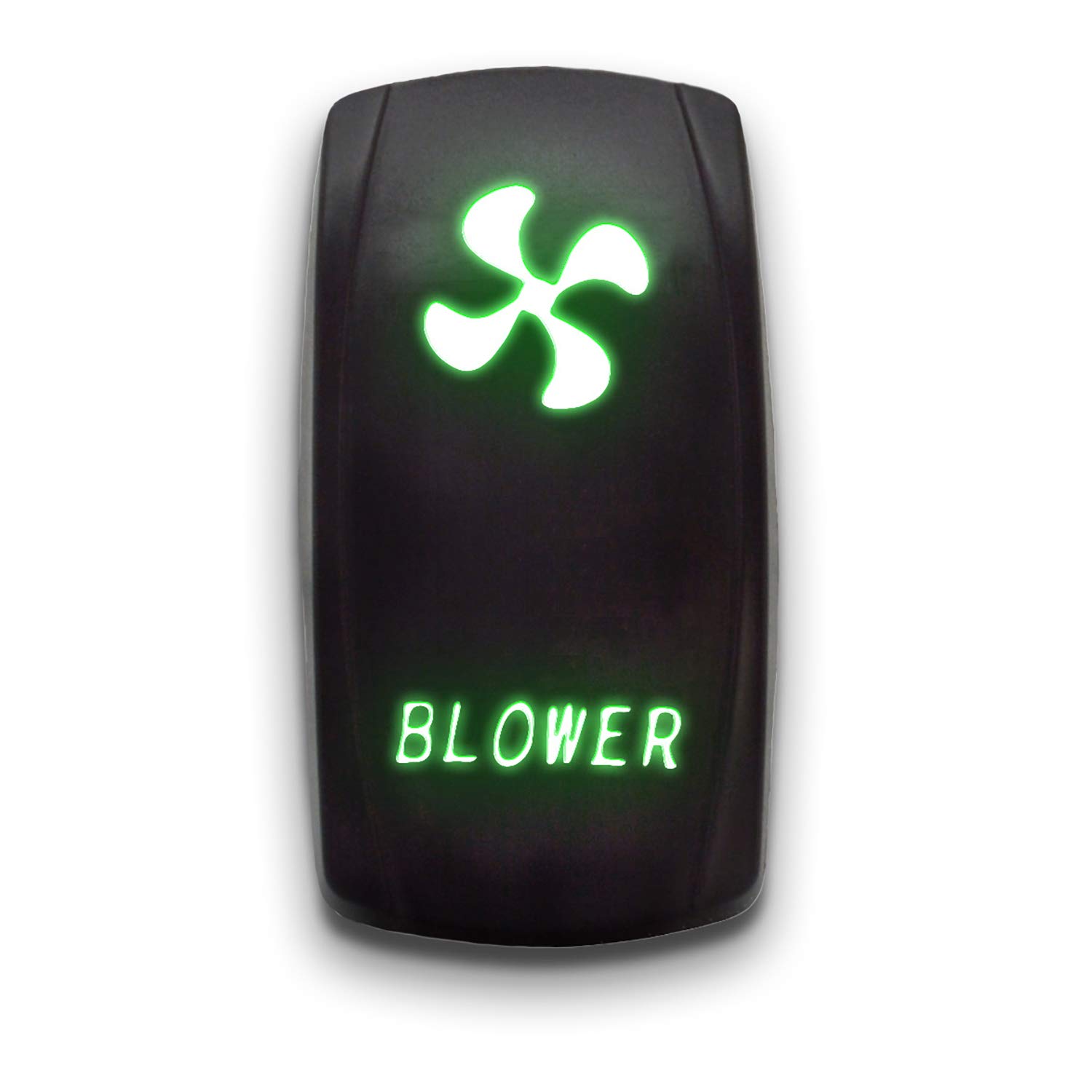 Blower - Green - Switch Dual Light - STARK Laser Etched LED Rocker - 20A 12V ON/Off 5-PIN