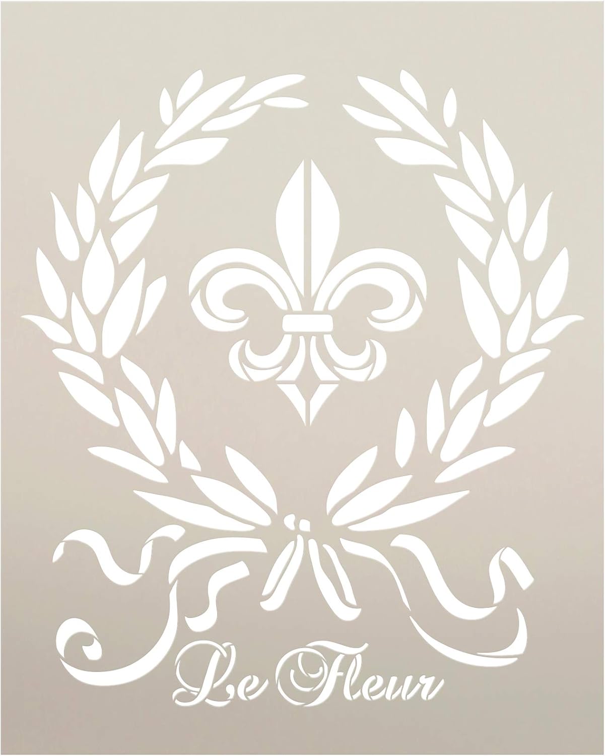 French Le Fleur de Lis Stencil by StudioR12 | DIY Old Ephemera Home Decor & Furniture | Vintage Laurel Wreath Art | Craft & Paint Antique Wood Signs | Reusable Mylar Template | Size (20 x 16 inch)