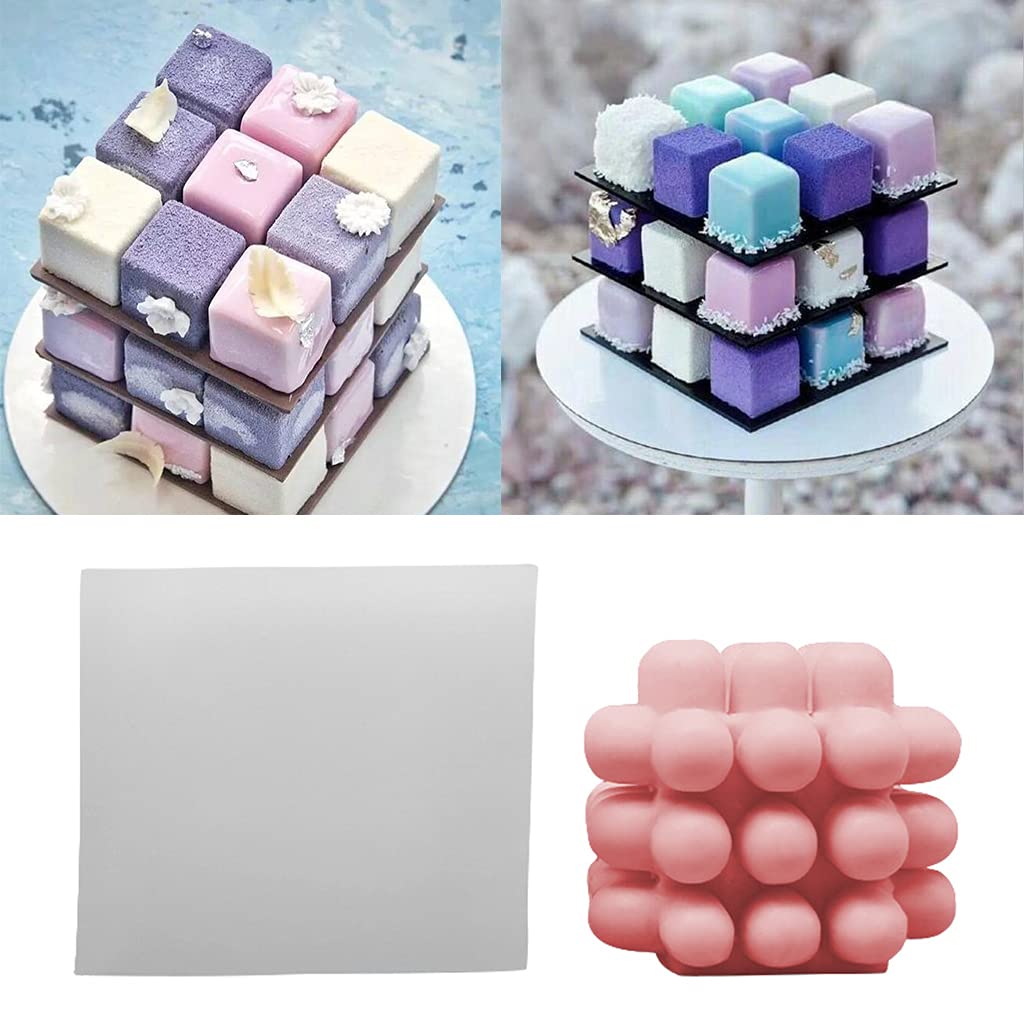 Molde de silicona en forma de cubo 3D para velas hechas a mano, jabón, pastel, caramelo, fondant fundido