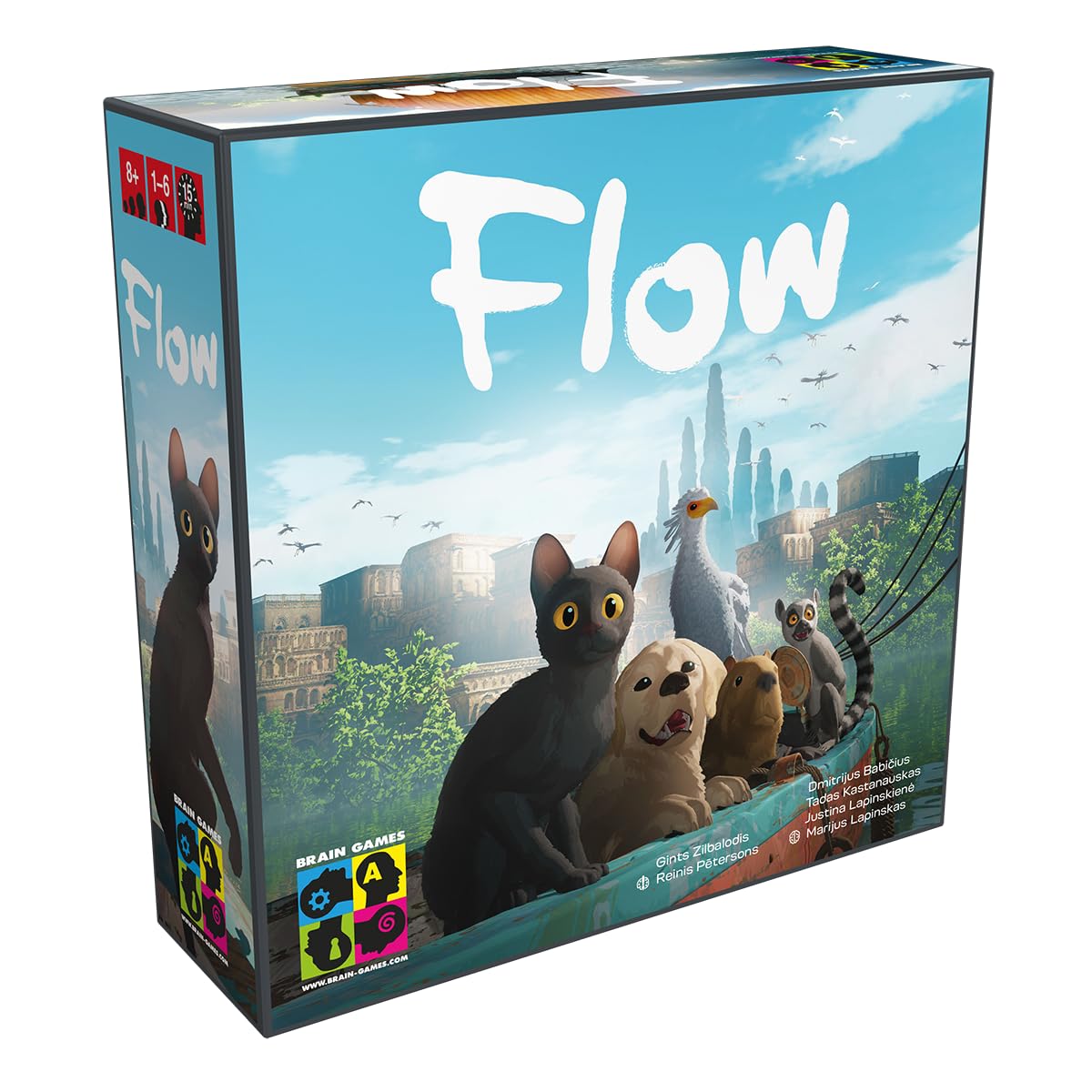 Brain Games - Flow - Jeux Coopératif Inspiré du Film d'Animation Multi-​Primé du Même Nom - Aidez Les Animaux À Vaincre Leur Peur de l'eau - 1 à 6 Joueurs - À Partir de 8 Ans