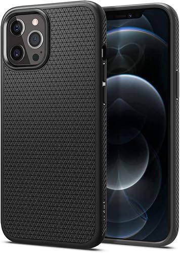 Spigen Liquid Air - Funda diseñada para iPhone 12 Pro Max (2020), color negro mate