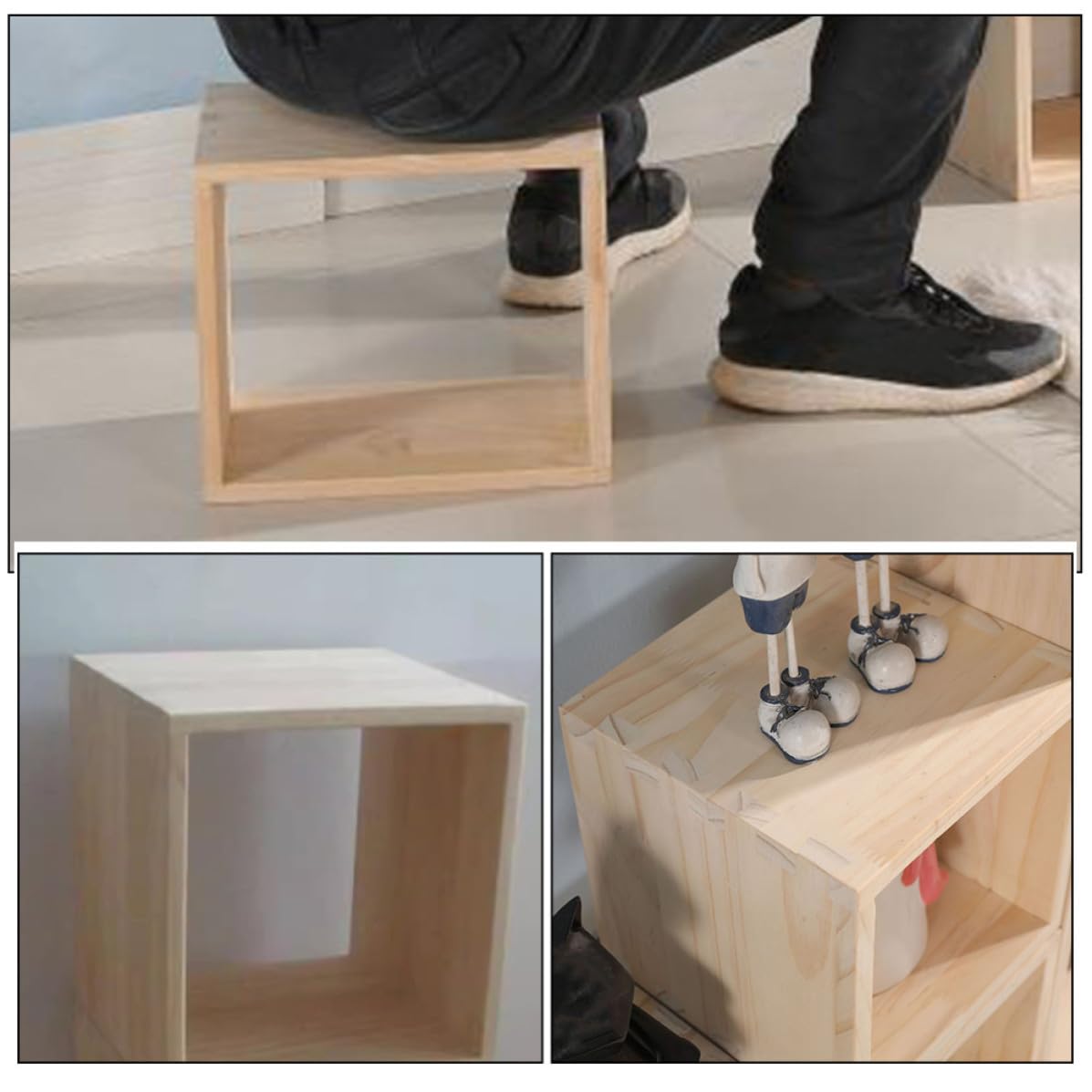 Caja Organizadora de Madera sin Terminar, Apilable para Armario